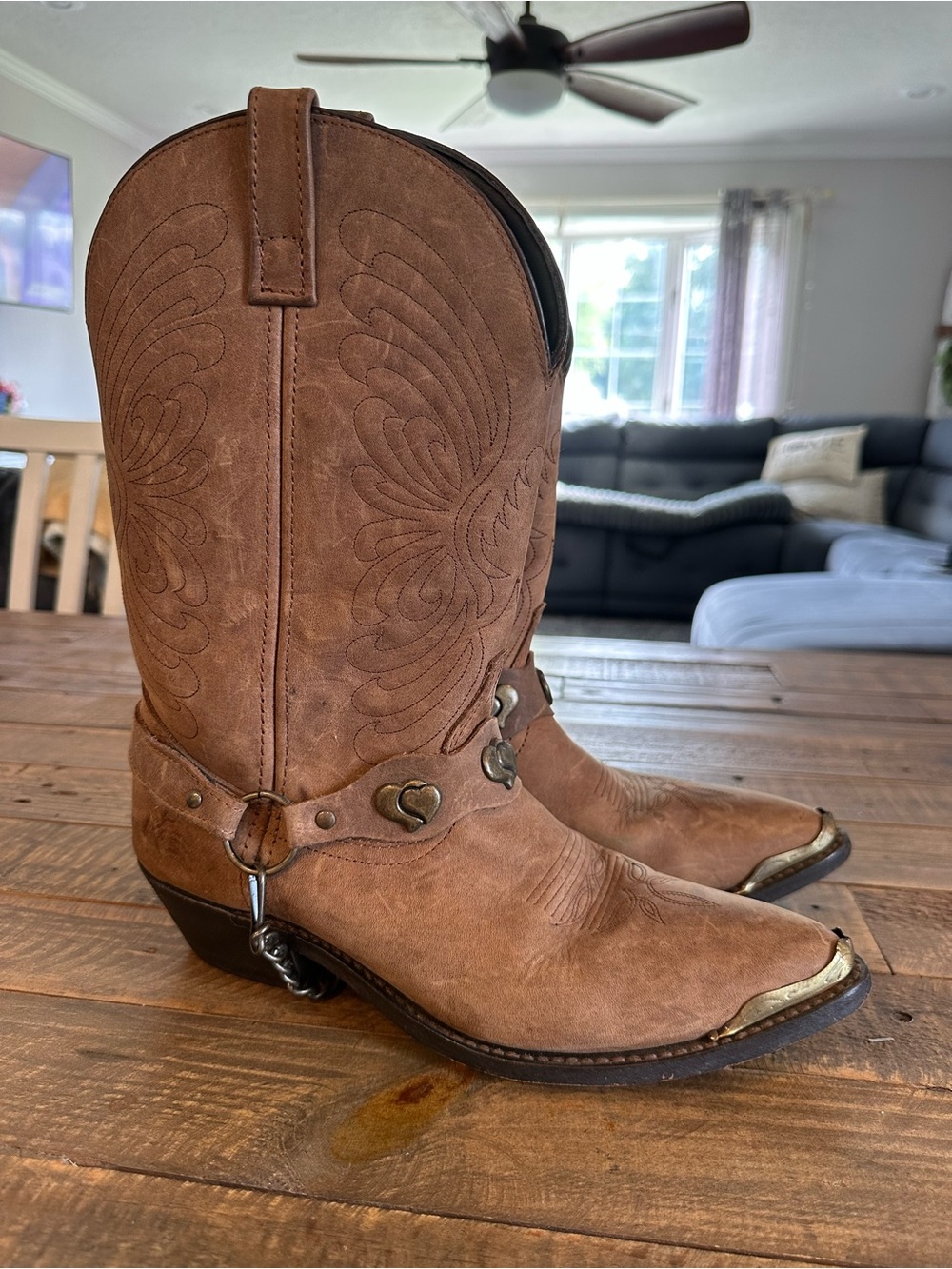 Masterson Boot Co. Harness Western Brown Leather Biots Size 10